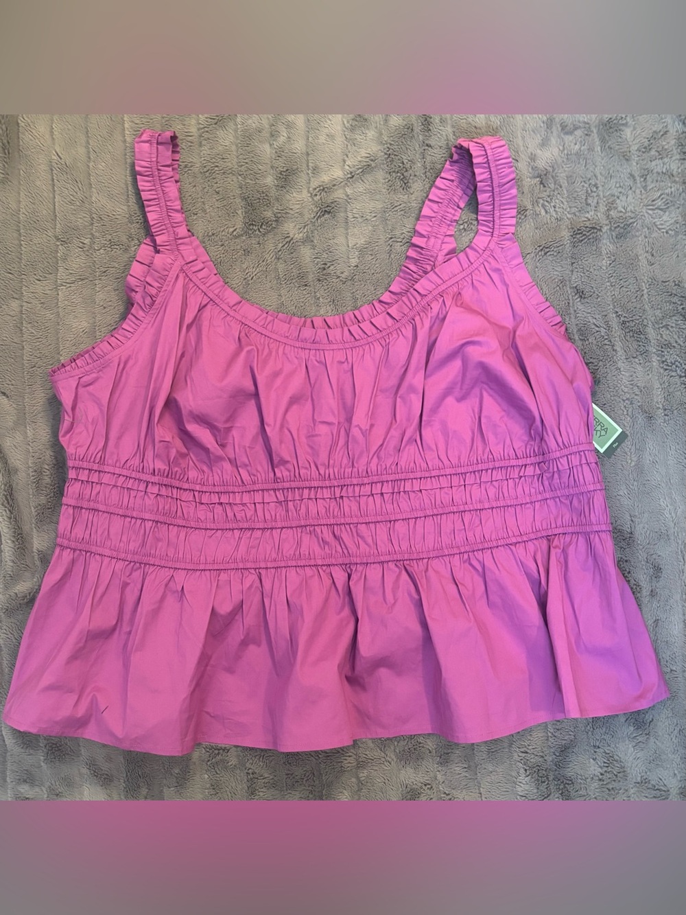 Terra & Sky Violet Purple Smocked Peplum Tank Top NWT Plus Size 3X 24W 26W